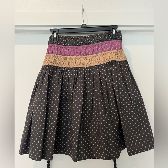 Polka Dot Skirt with Purple and Tan Accents - Picture 2 of 8